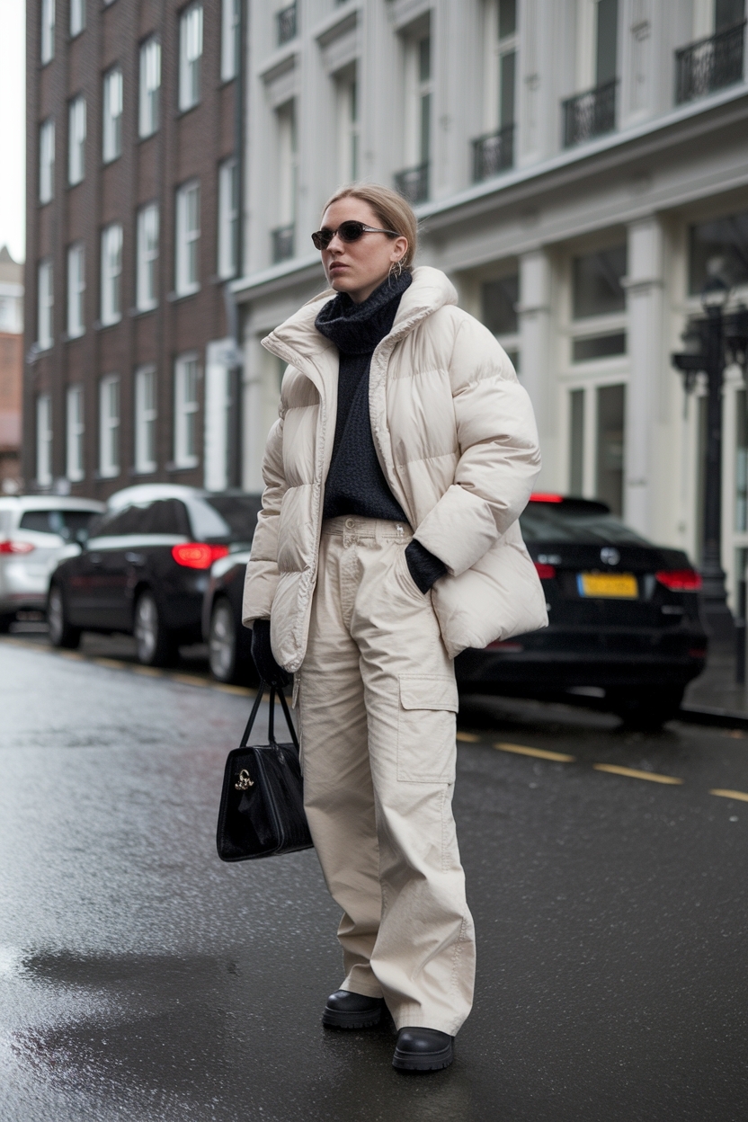 Beige Cargo Pants Outfit Winter: Stay Warm and Stylish outfit idea