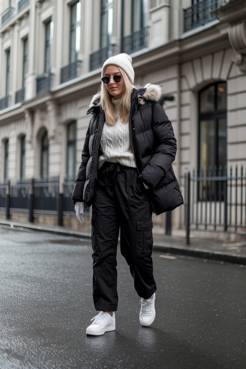 Chic Black Cargo Pants Winter Outfit Trends to Try outfit idea