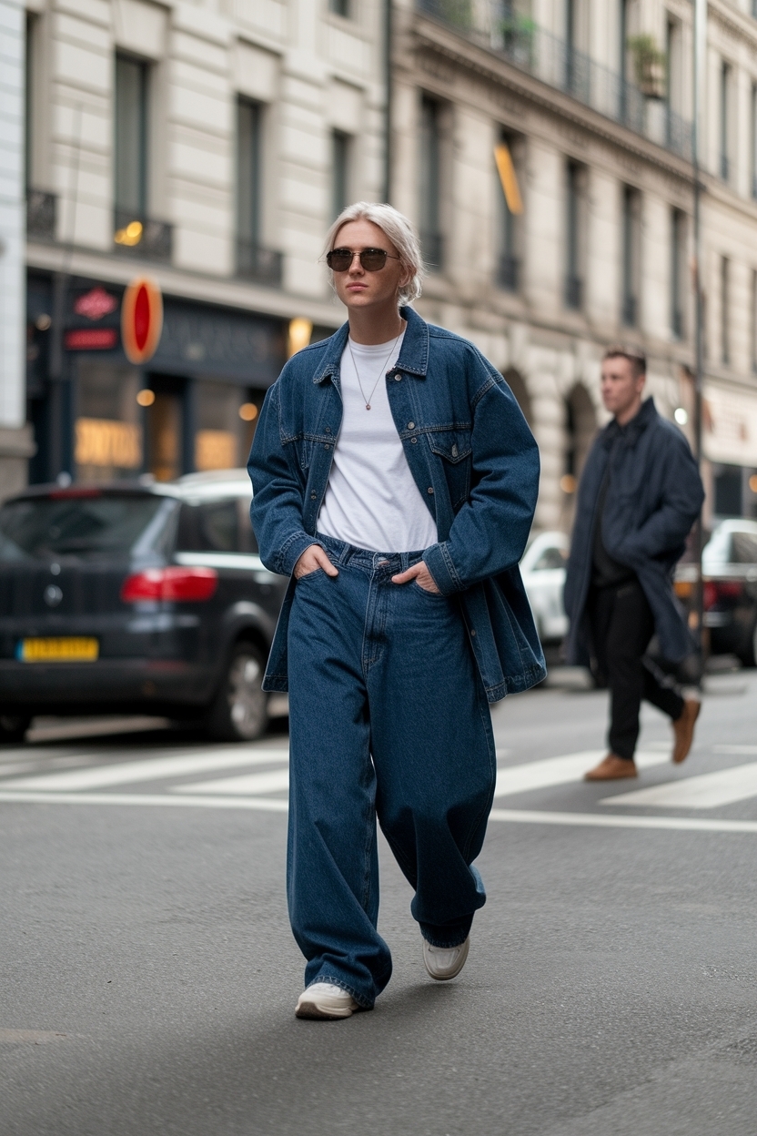 Baggy Dark Blue Jeans Outfit Ideas for Casual Looks outfit idea