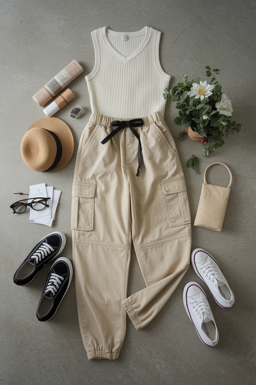 Beige Cargo Pants Outfit Aesthetic for Effortless Style outfit idea