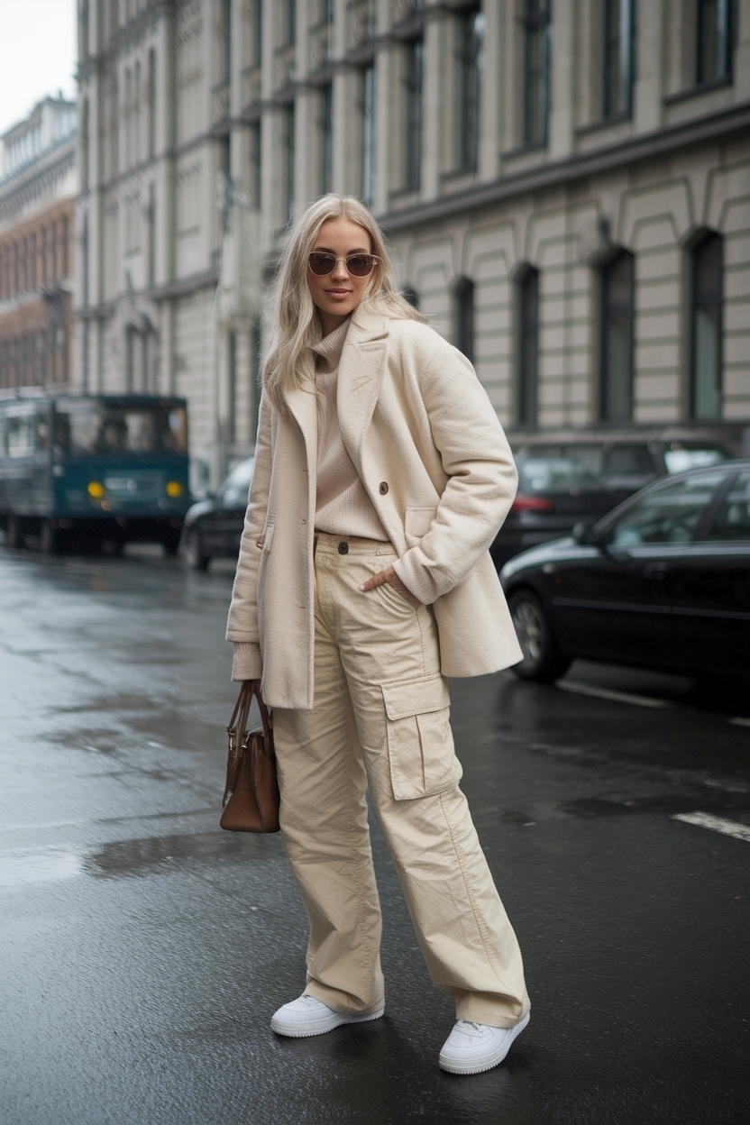 Cozy Beige Cargo Pants Outfit Winter: Stay Warm in Style outfit idea