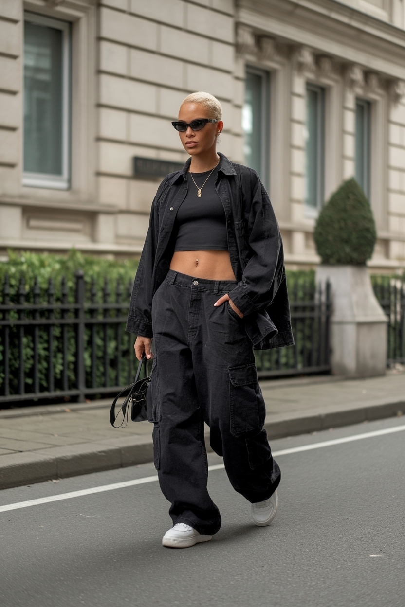 Black Baggy Cargo Pants Outfit: Edgy Combinations to Try outfit idea