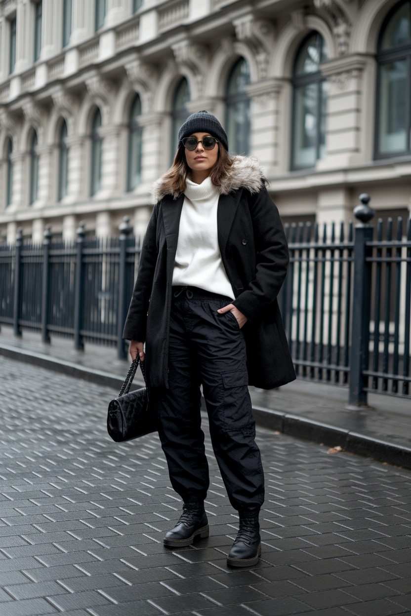 Black Cargo Pants Outfit Winter: Stay Warm and Stylish outfit idea