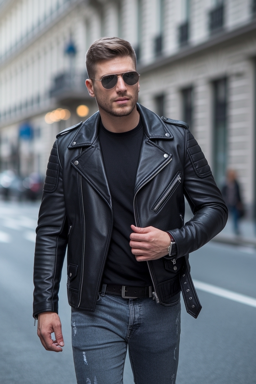 Black Leather Jacket Outfit Men: Elevate Your Wardrobe outfit idea