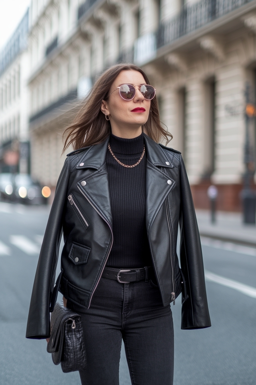 Black Leather Jacket Outfit Women: Chic and Timeless Looks outfit idea