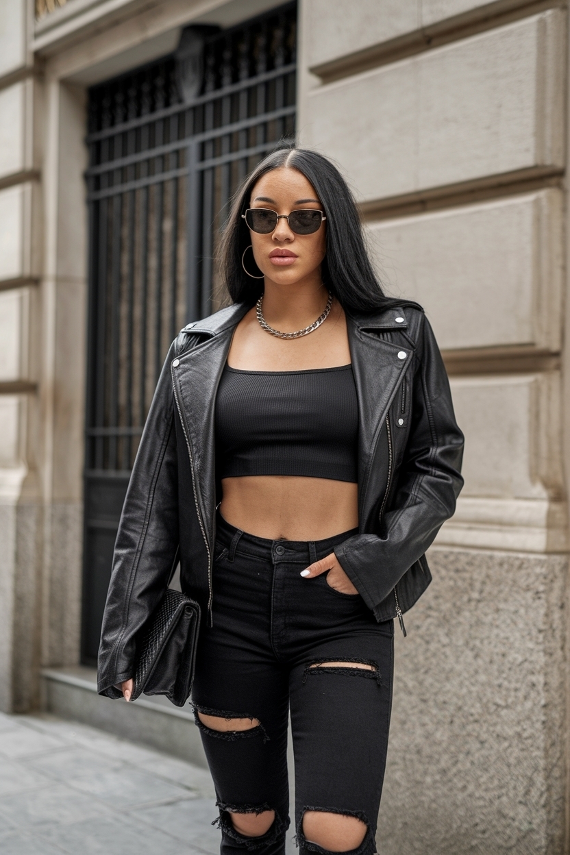 Black Ripped Jeans Outfit Baddie: Edgy Fashion Staples outfit idea