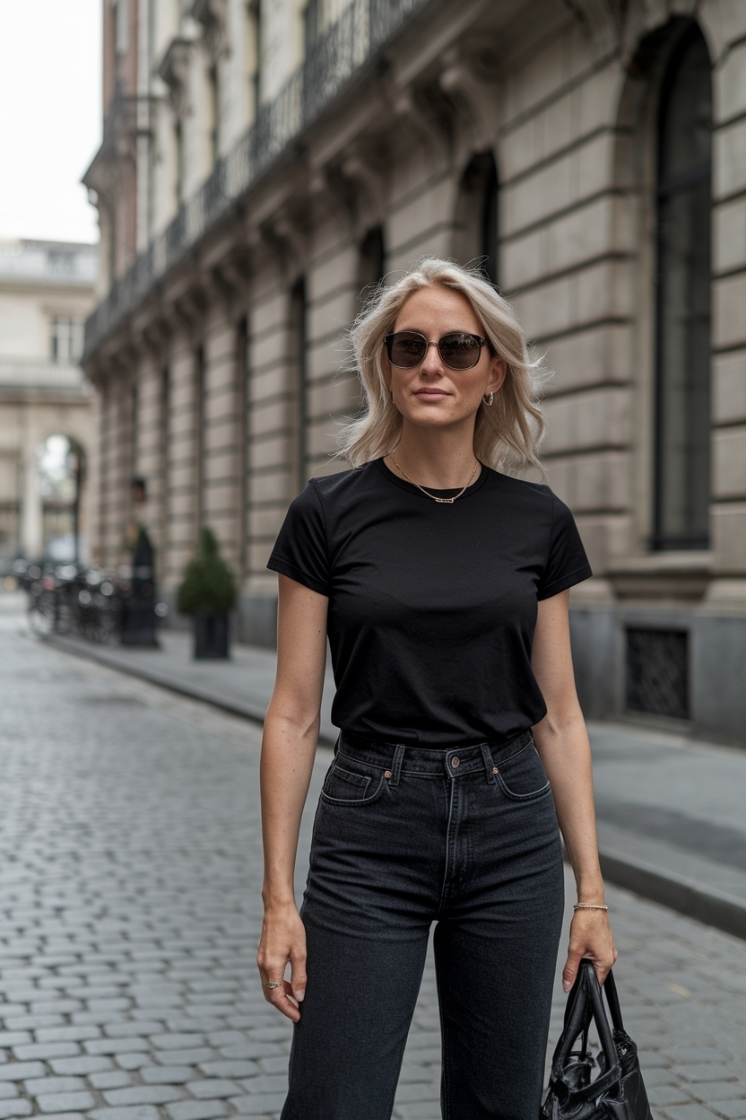 Casual Black Tshirt and Jeans Outfit for Everyday Wear outfit idea