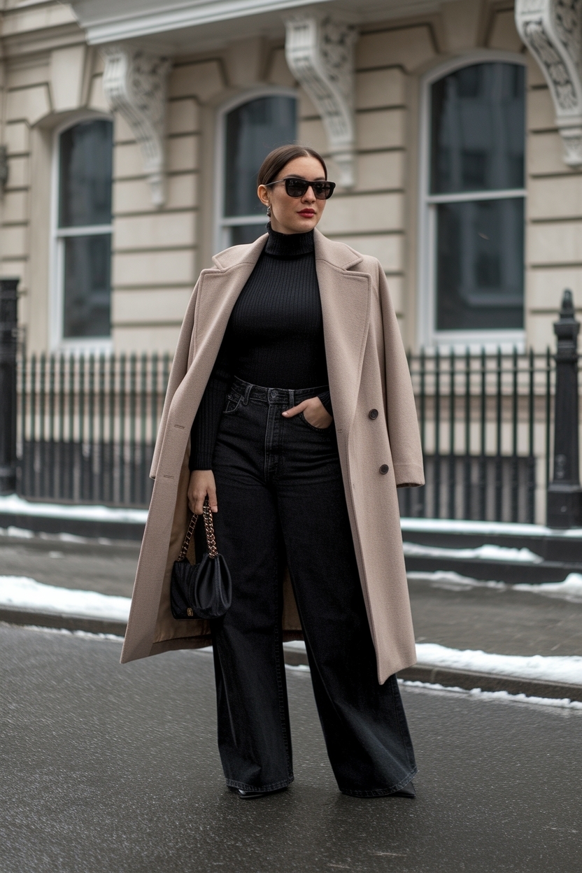 Black Wide Leg Jeans Outfit Winter: Stay Warm and Stylish outfit idea