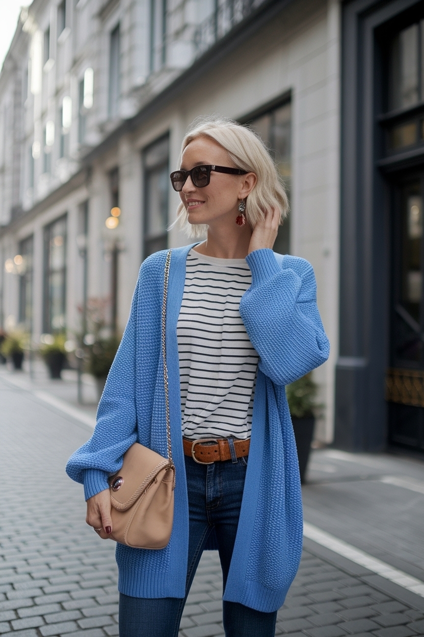 Blue Cardigan Outfit Ideas for Stylish Women outfit idea