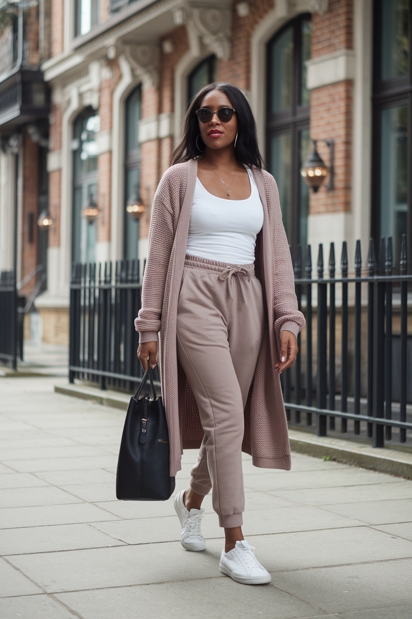 Cardigan and Joggers Outfit Black Women: Chic Comfort outfit idea