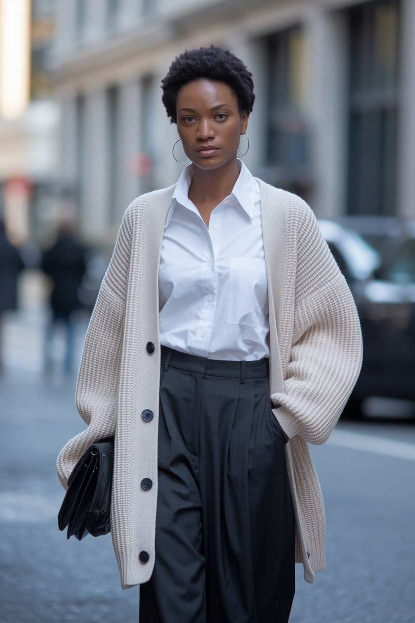 Cardigan and Shirt Outfit Black Women: Effortlessly Elegant outfit idea