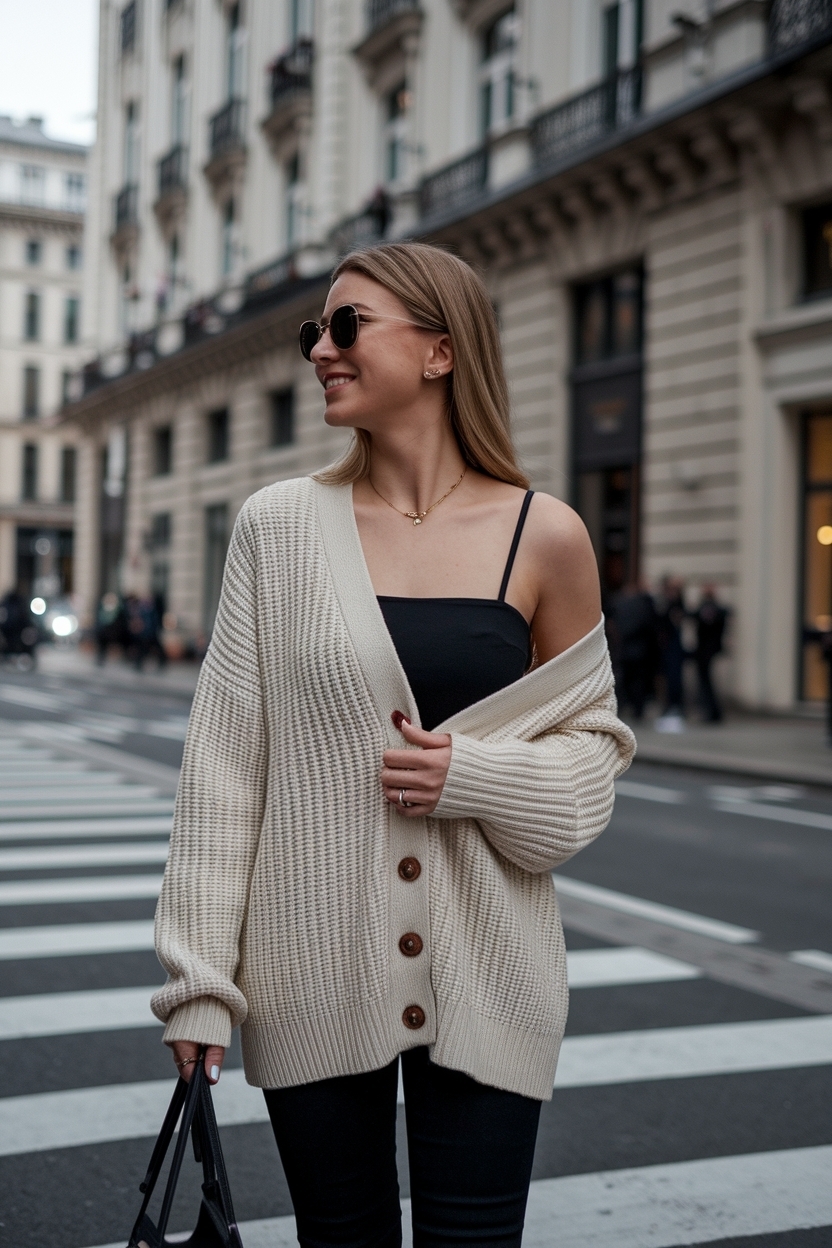 Cardigan on Shoulder Outfit Women: Effortless Chic Looks outfit idea