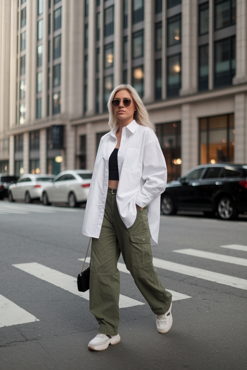 Creating a Cargo Pants Outfit with Oversized Shirt Appeal outfit idea