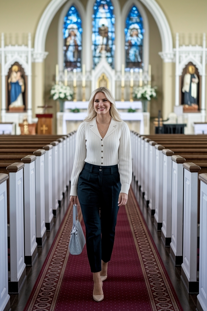 Chic Church Outfit Button Up Women for Every Season outfit idea