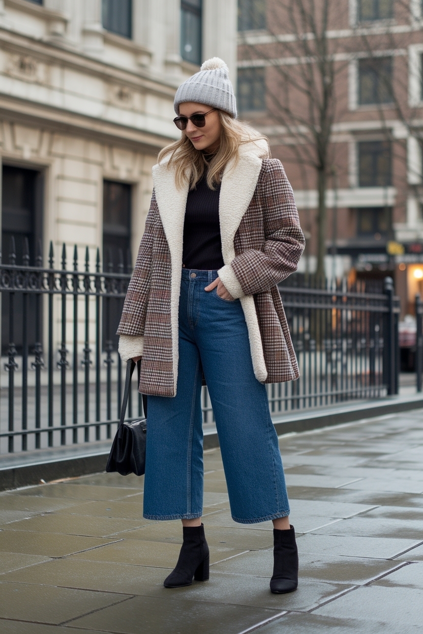 Cropped Wide Leg Jeans Outfit Winter: Perfect for Layering outfit idea