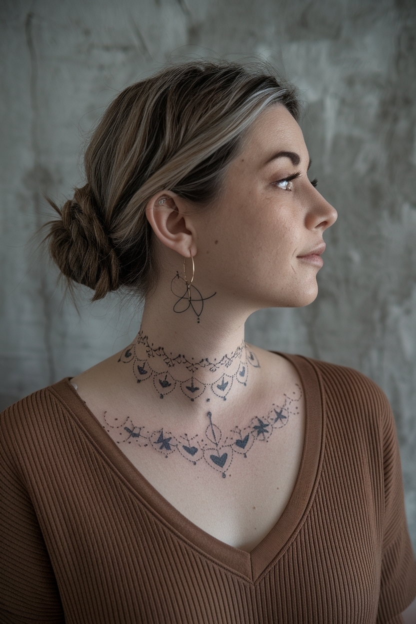 Dainty Neck Tattoos for Women for Subtle Statements outfit idea