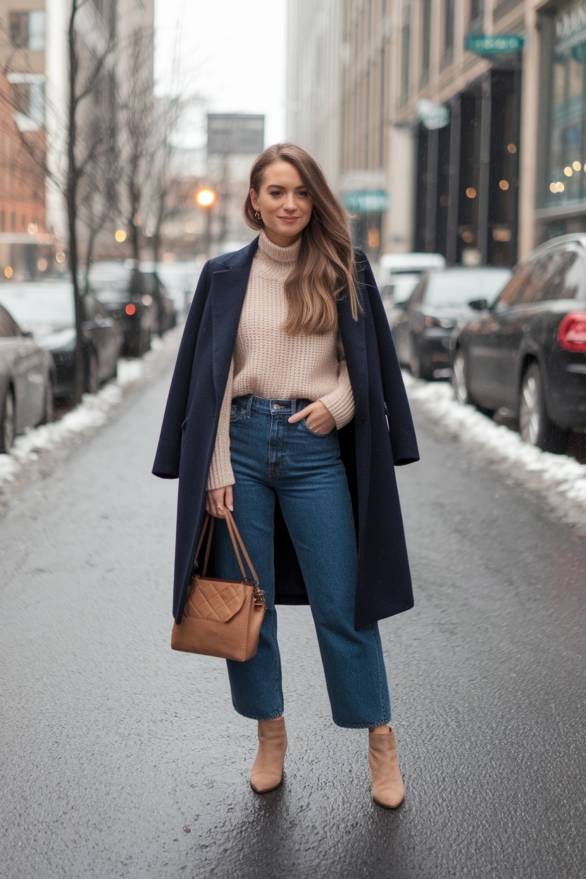 Dark Blue Jeans Outfit Winter: Timeless Combinations outfit idea