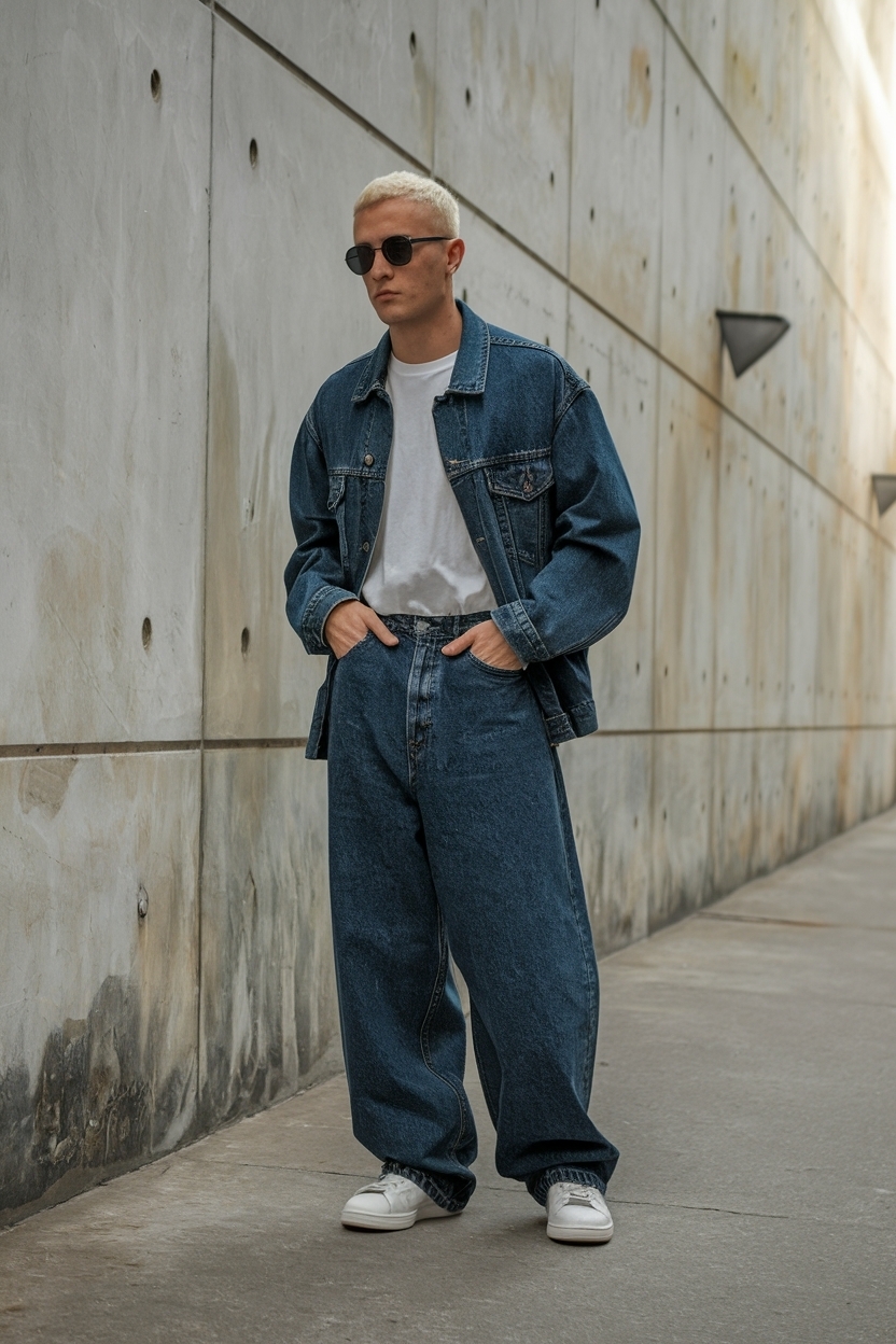 Stylish Dark Wash Baggy Jeans Outfit for Comfort outfit idea