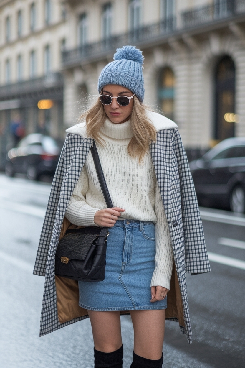 Denim Mini Skirt Outfit Winter: Trendy Options for Cold Weather outfit idea