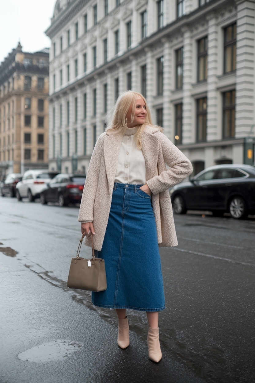 Denim Skirt Outfit for Women Winter: Cozy and Stylish Looks outfit idea
