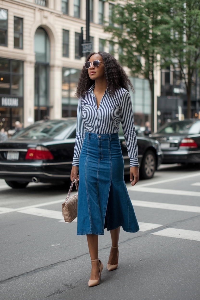 Denim Skirt Outfit Heels for Black Women: A Chic Guide outfit idea