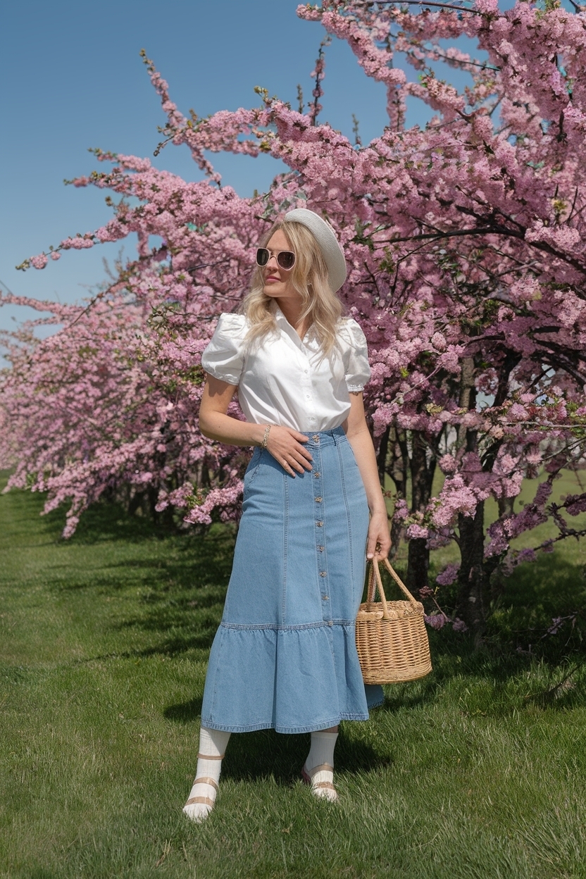 Easter Outfit Women Denim Skirt: Festive Yet Fashionable Looks outfit idea