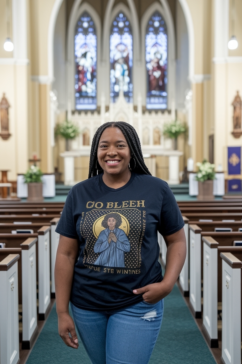 Graphic Tee Outfit Black Women Church: Chic and Comfortable outfit idea