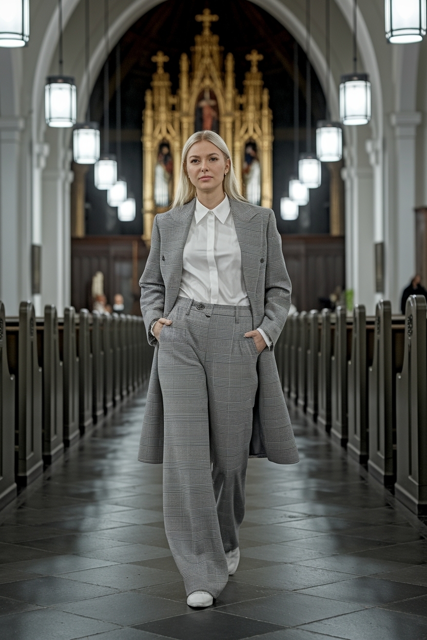 Gray Trousers Outfit Women Casual Church: Effortless Elegance outfit idea