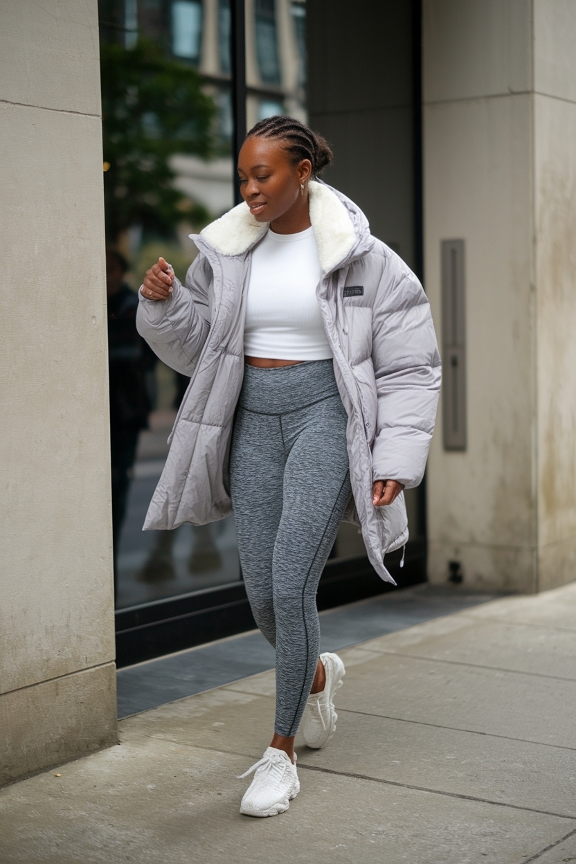 Grey Leggings Outfit Black Women to Flaunt Comfort outfit idea
