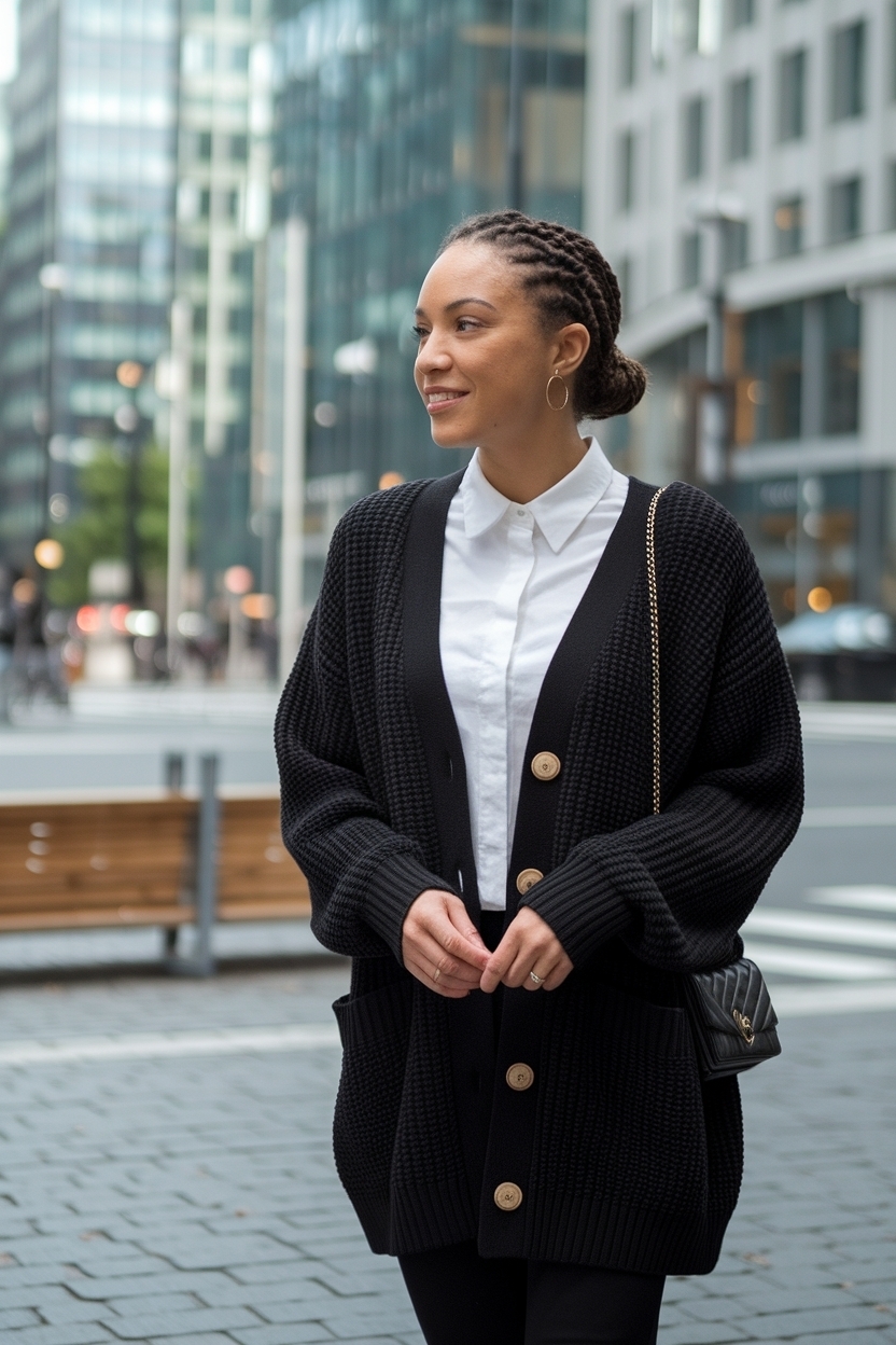 Interview Outfit Black Women Cardigan: Dress to Impress outfit idea