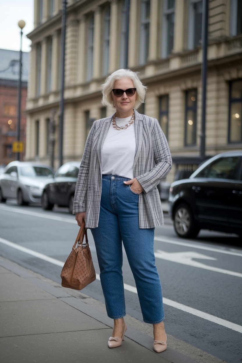Jeans Outfit Over 50 Older Women Plus Size: Flattering Fits outfit idea