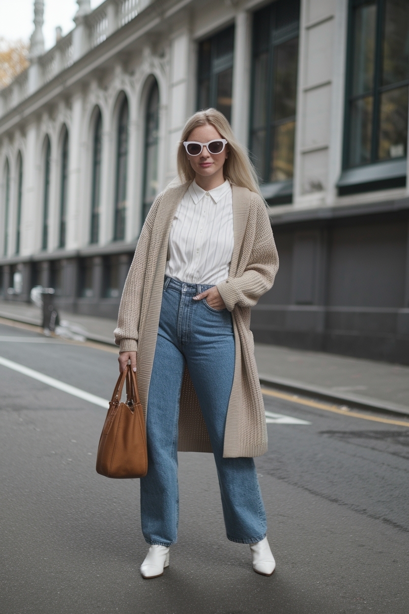 Jeans with Cardigan Outfit Women: Casual Yet Classy outfit idea