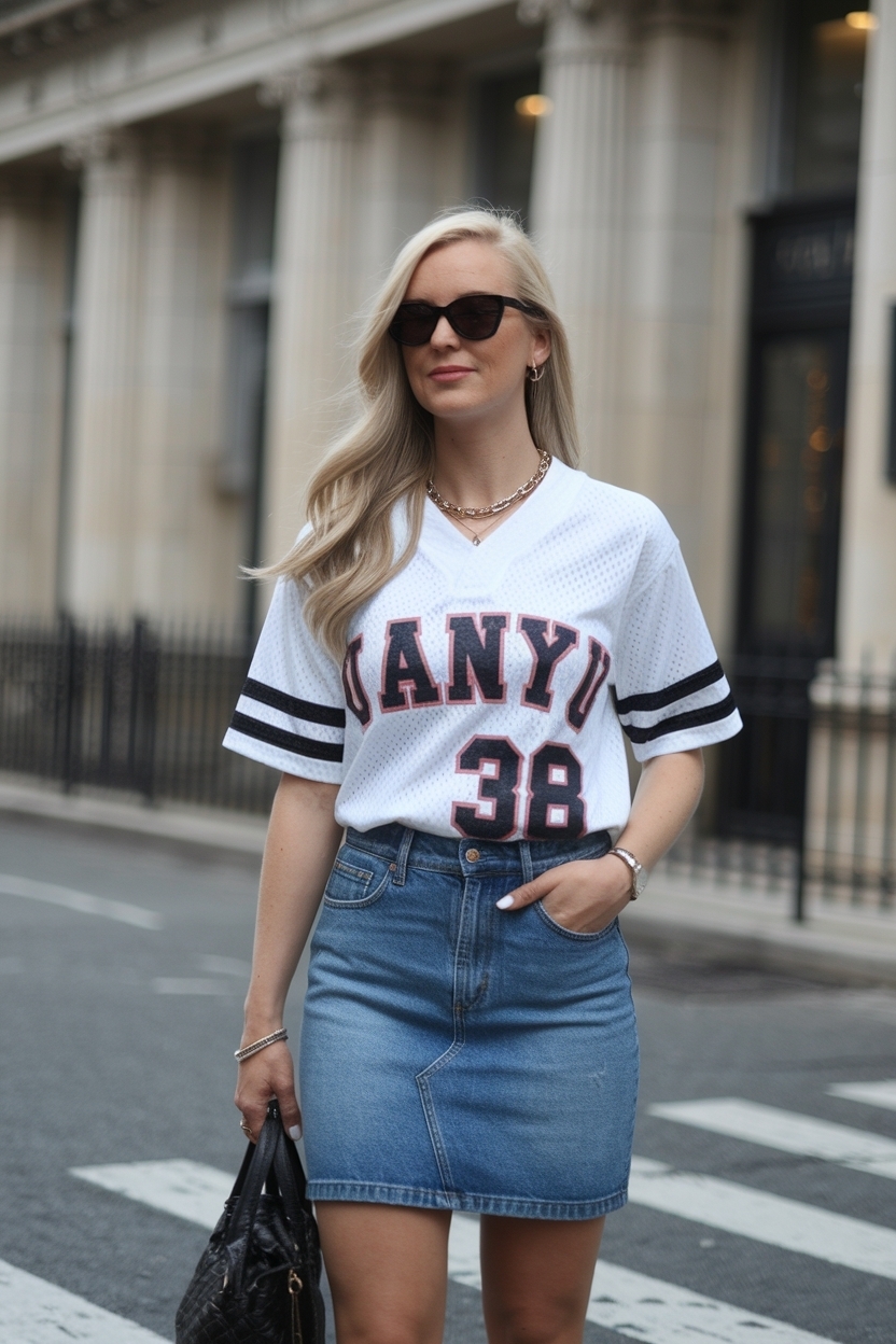 Jersey Outfit Women Skirt Denim for Comfortable Vibes outfit idea