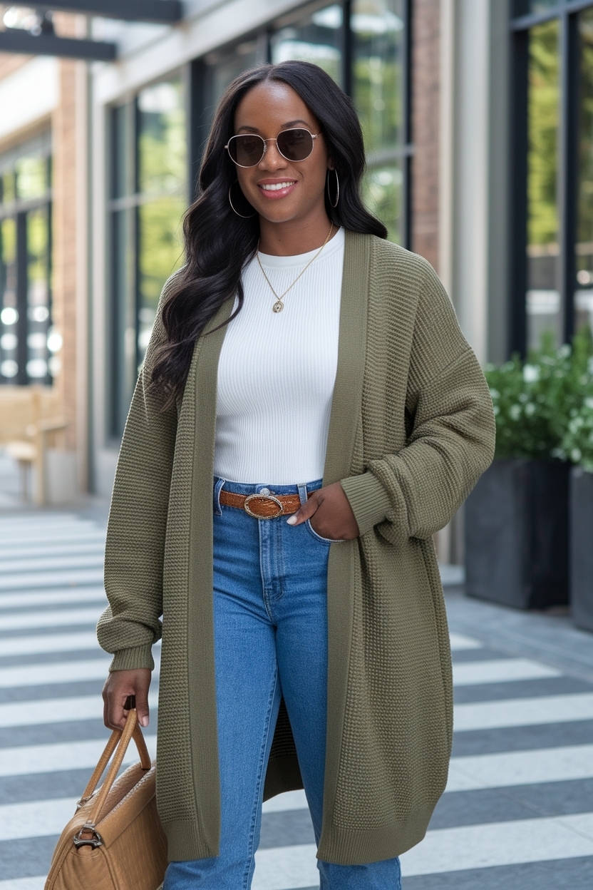 Khaki Cardigan Outfit Black Women: Versatile Styling Tips outfit idea