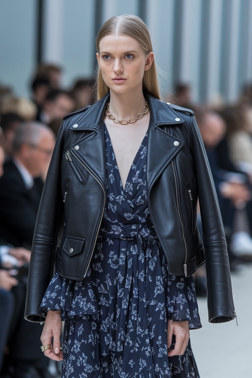 Styling a Leather Jacket and Dress Outfit for Fall outfit idea