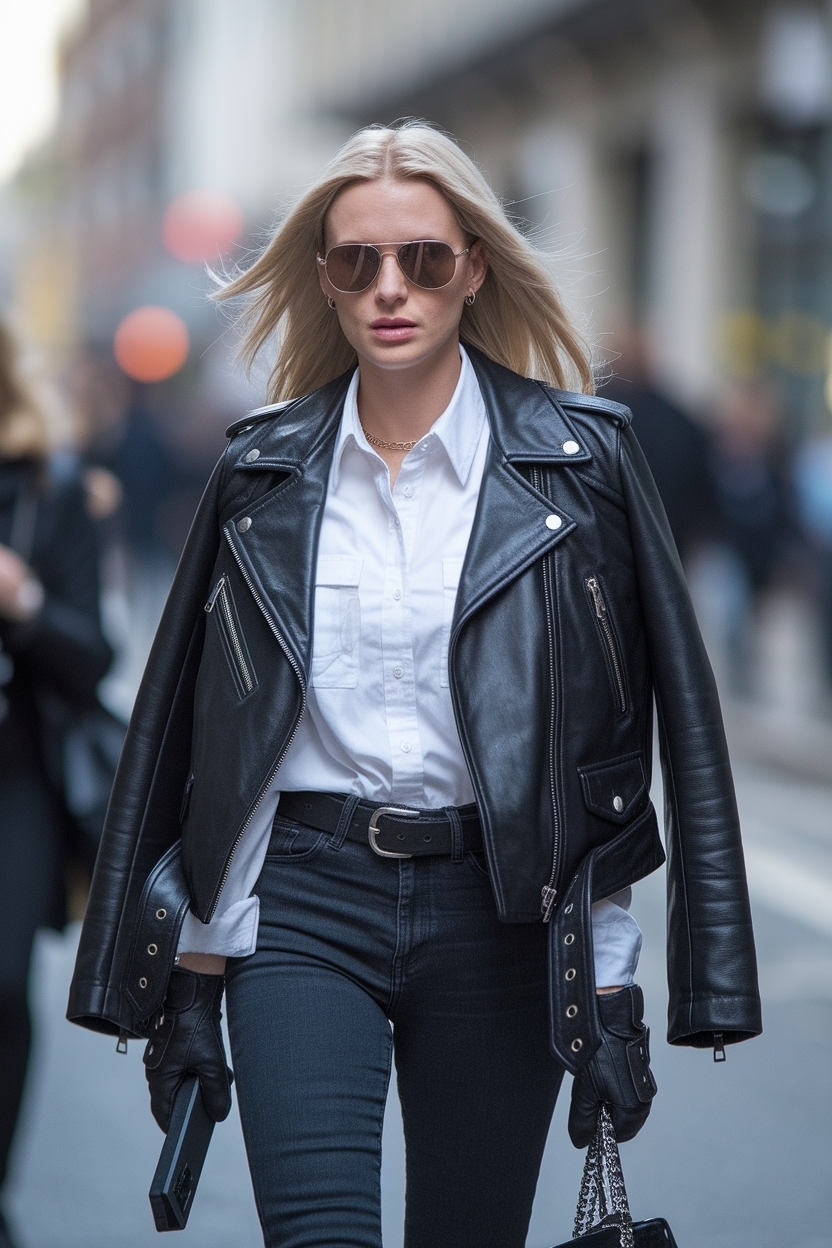 Leather Jacket Outfits Women Baddie: Edgy Styles outfit idea