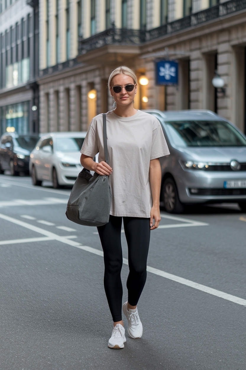 Chic Leggings and T Shirt Outfit Combinations to Try outfit idea