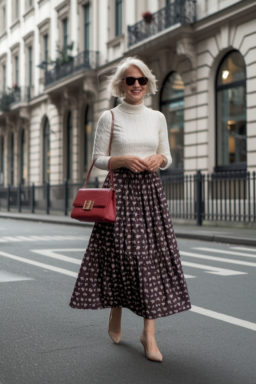 Elegant Long Skirt Outfits for Women Over 50 to Wear outfit idea