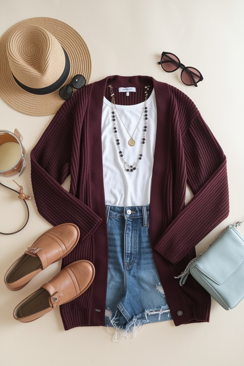 Maroon Cardigan Outfit for Women: Warm and Trendy Looks outfit idea