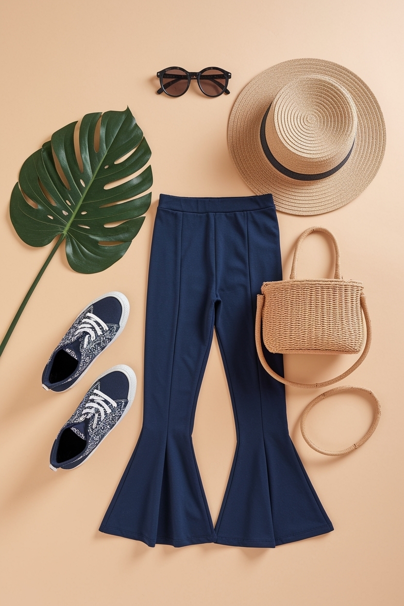 Navy Blue Flare Leggings Outfit: Chic and Comfortable outfit idea