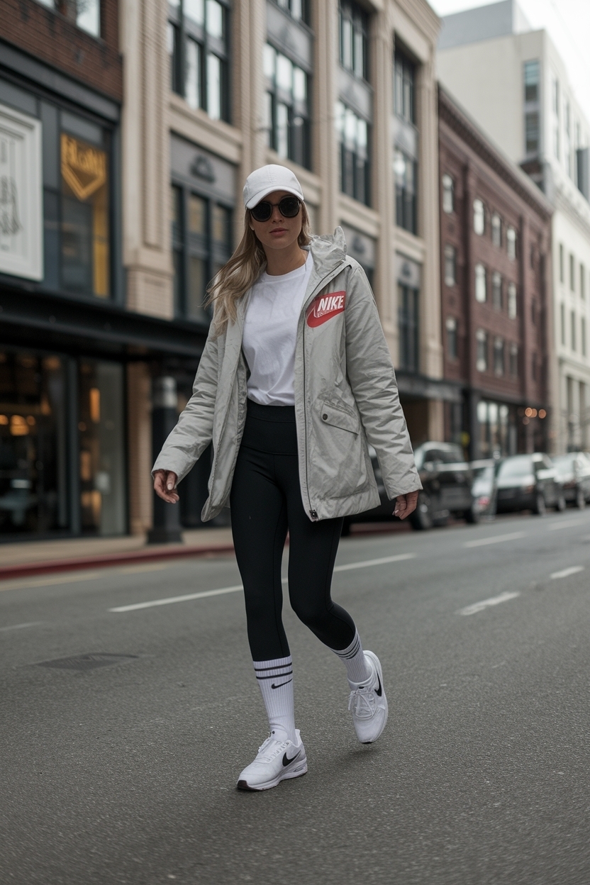 Nike Socks Over Leggings Outfit for Trendy Comfort outfit idea