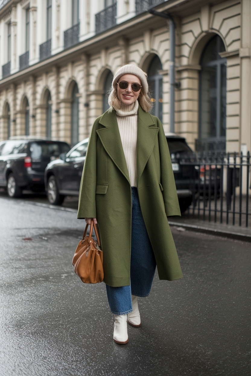 Olive Green Coat Outfit Winter for a Stylish Statement outfit idea