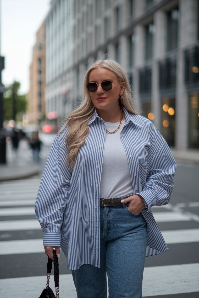 Over Size Shirt and Jeans Outfit Women: Perfect Combo outfit idea