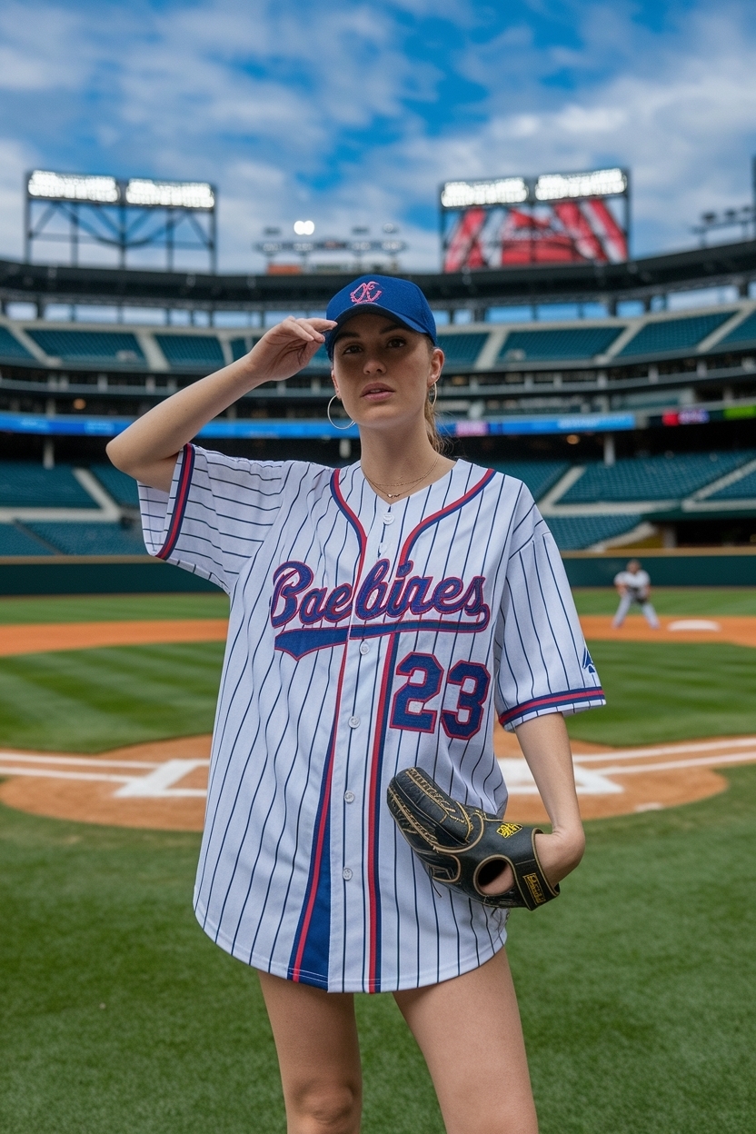 Oversized Baseball Jersey Outfit Women: Trendy Looks outfit idea