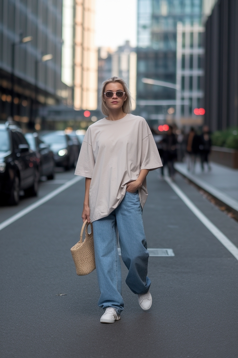 Oversized T-shirt and Baggy Jeans Outfit: Casual Cool outfit idea