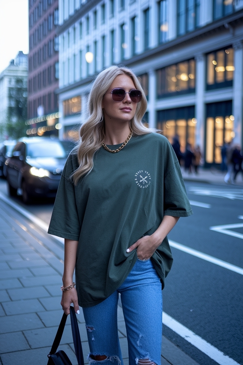 Oversized Tshirt Outfit Women Night Out: Effortlessly Cool outfit idea