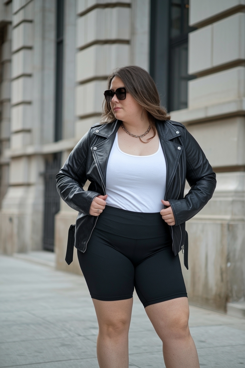 Stylish Plus Size Biker Shorts Outfit for Summer Days outfit idea