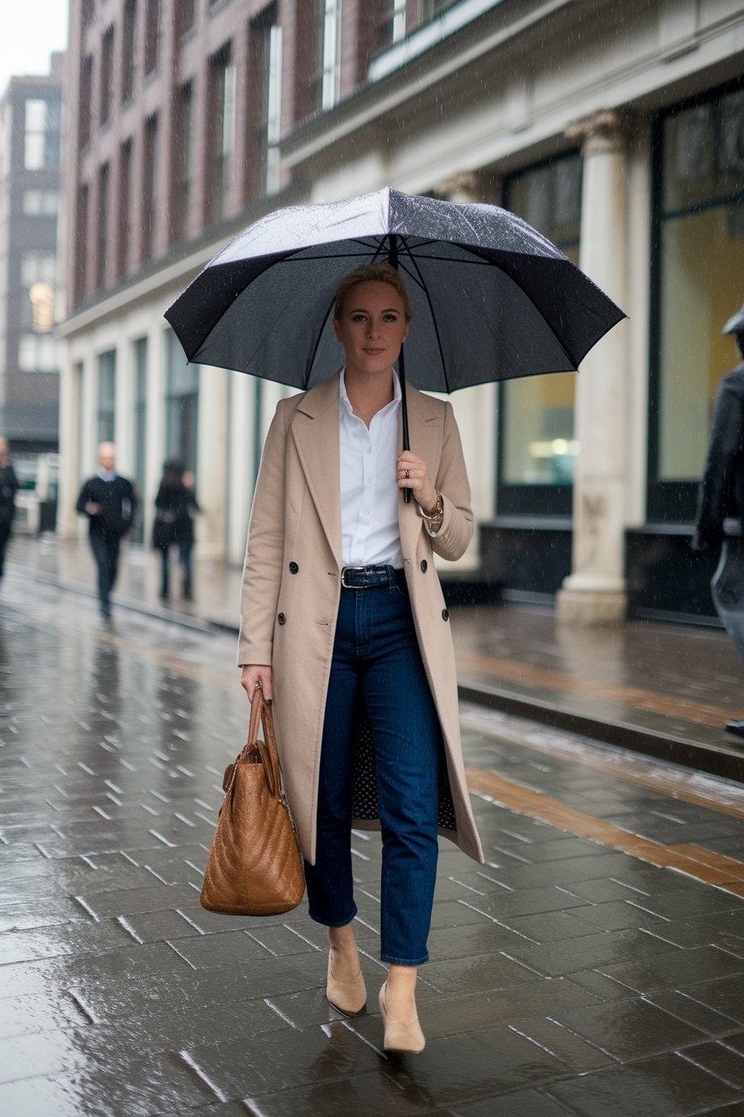 Rainy Day Business Casual Outfits for the Office outfit idea