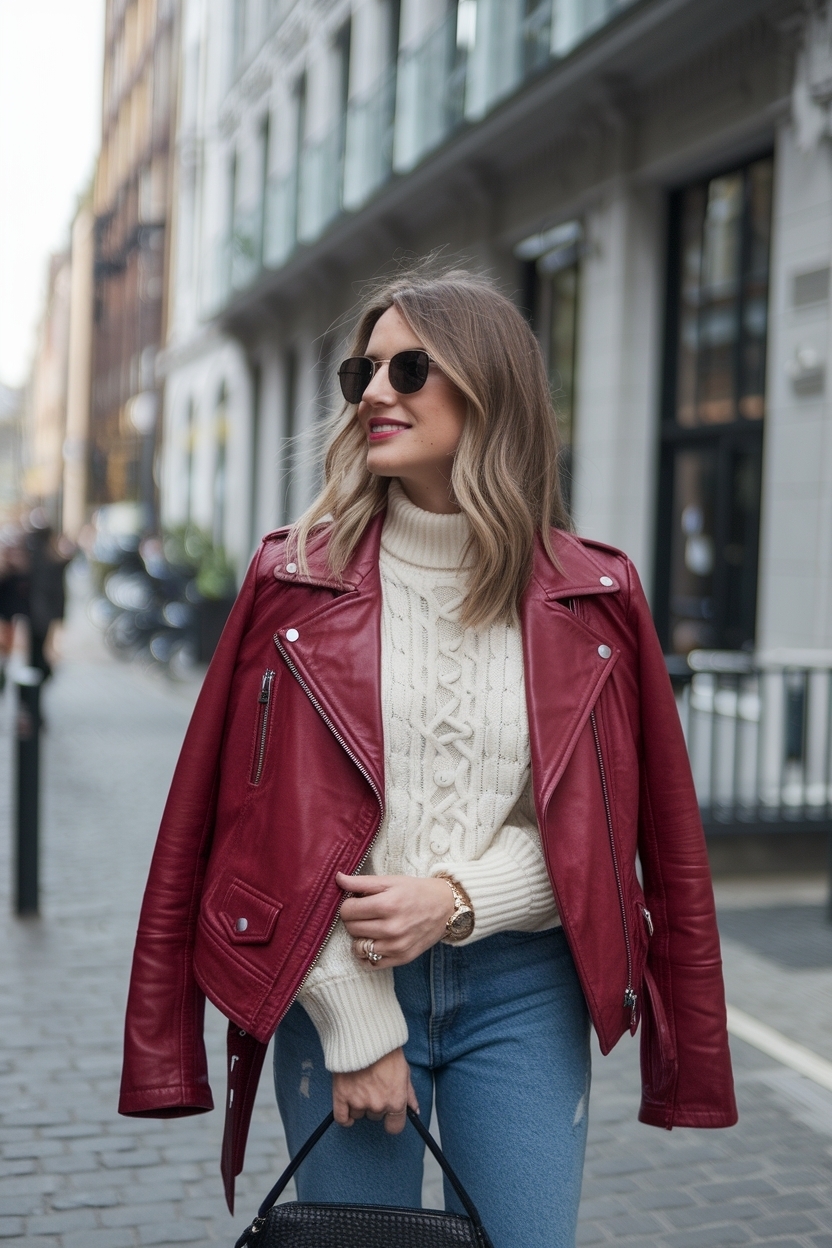 Red Leather Jacket Outfit Aesthetic: Bold Fashion Choices outfit idea