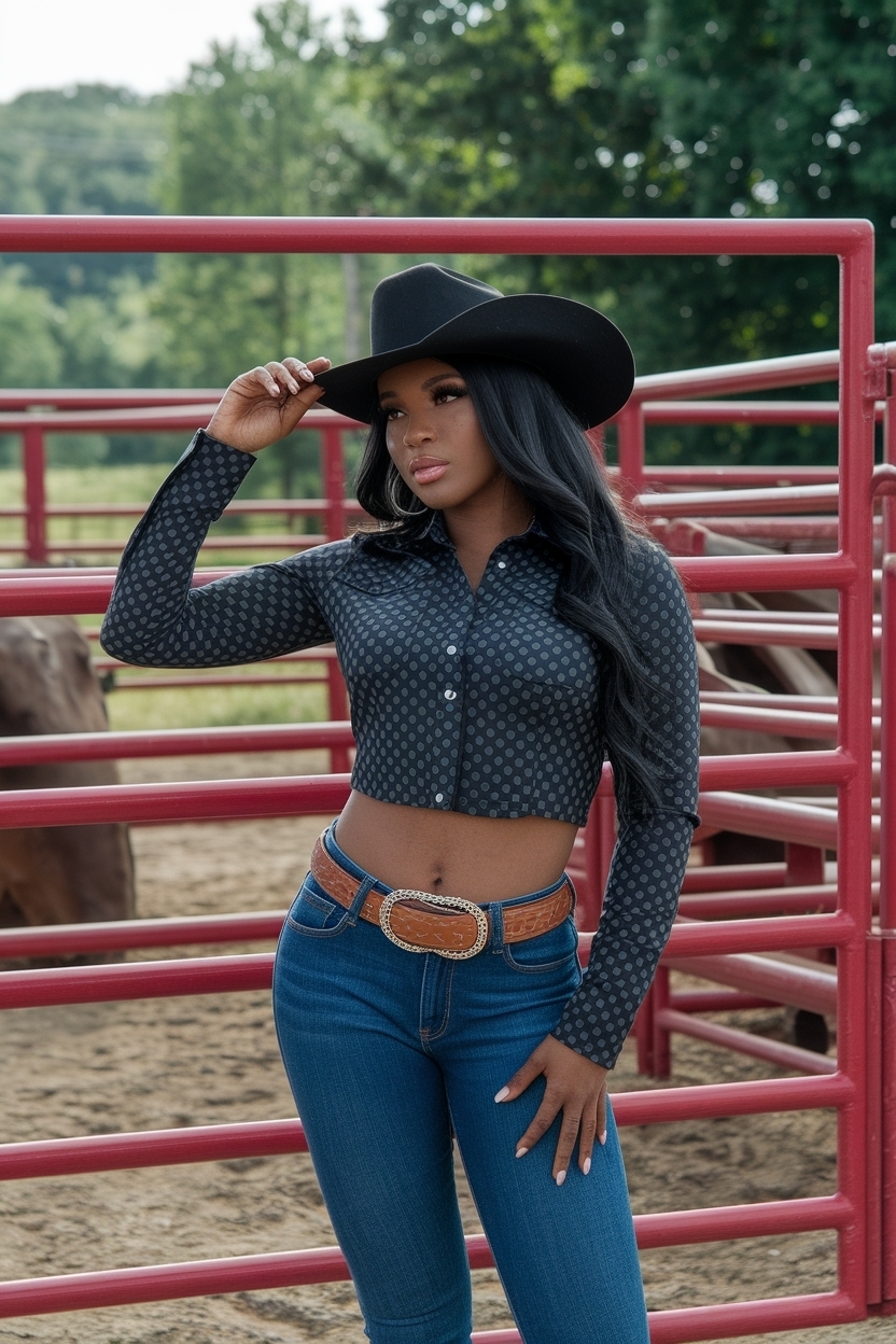 Rodeo Outfits for Black Women Baddie: Country Chic Essentials outfit idea